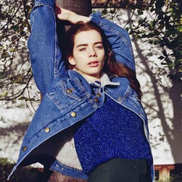 Size S American Apparel Blue Metallic Fisherman Sweater - Picture 15 of 15